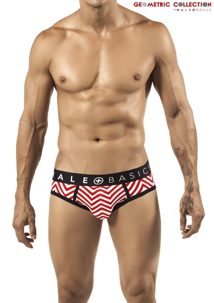 Malebasics Men's Chevron Print Sexy Red Hip Brief